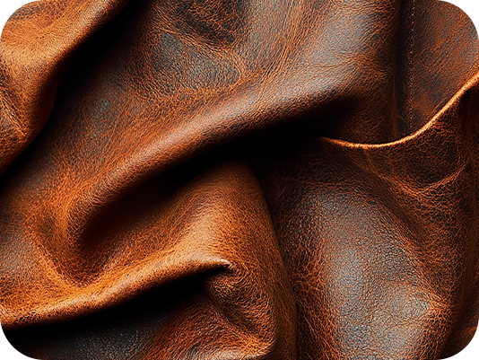 Rich leather texture with warm brown tones - base notes of oriental fragrance