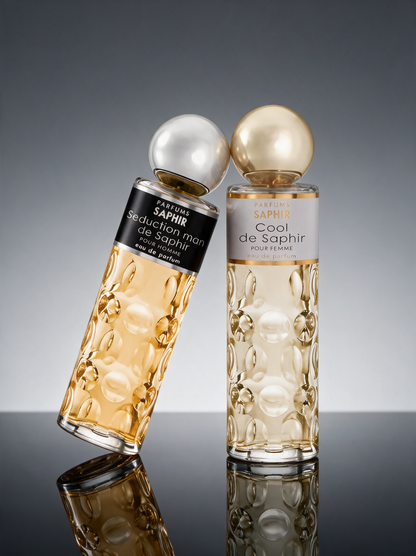 Seduction Man de Saphir and Cool de Saphir fragrance bottles side by side